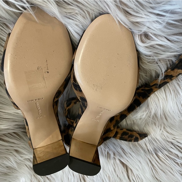 Marion Parke Bella Suede Leopard Ankle Tie Heels - Picture 9 of 13